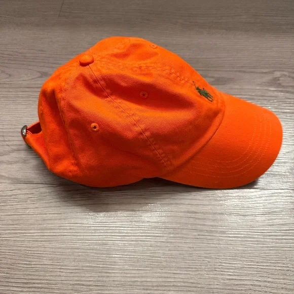Ralph Lauren Vibrant Orange Polo Cap with Army Green Horse - Picture 2 of 7